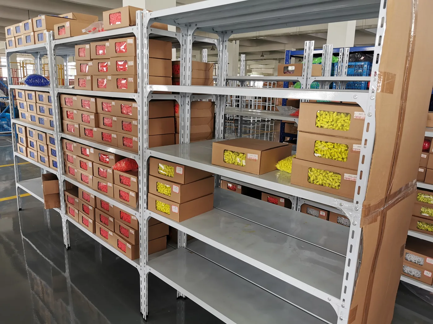 SIAN finished-goods earplug warehouse — China factory